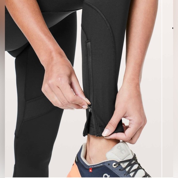 Lululemon Keep The Fleece Tight *28" Solid Black Leggings Pants Size 4 - Picture 2 of 13